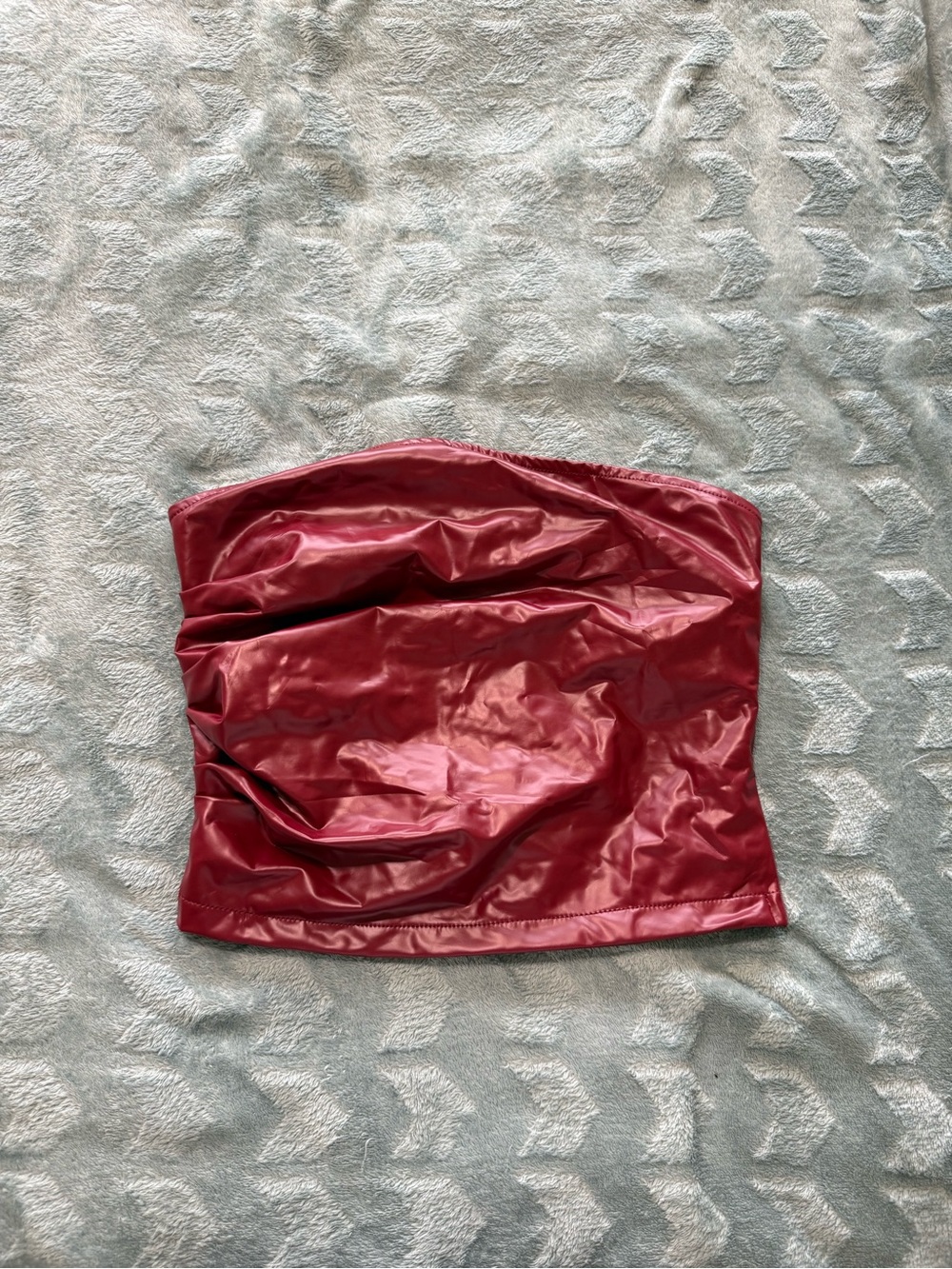 Faux Leather Maroon Strapless Tube Top